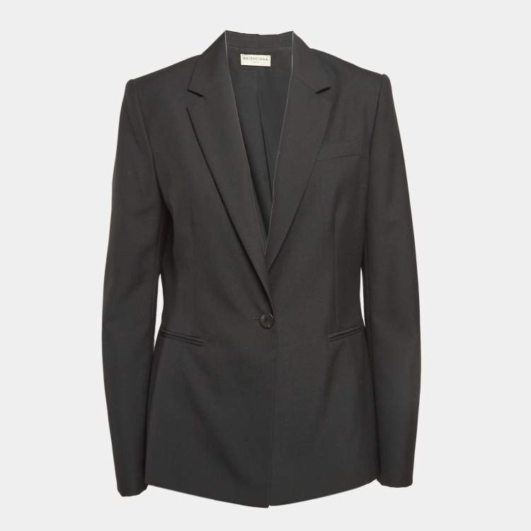 Pre Owned Balenciaga Black Wool Blend Single Breasted Blazer M