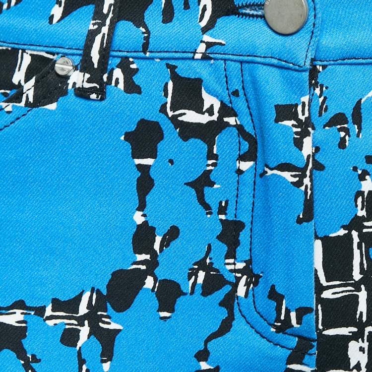 Pre Owned Balenciaga Blue Printed Denim Skinny Jeans S Waist 30"