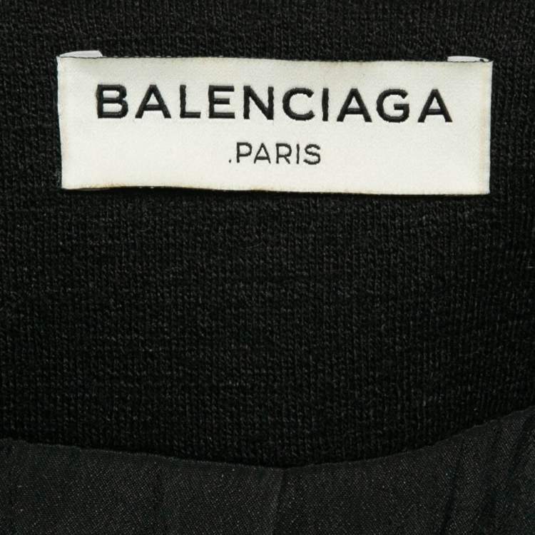 Pre Owned Balenciaga Black Wool Wrap Detail Asymmetric Hem Mini Dress M