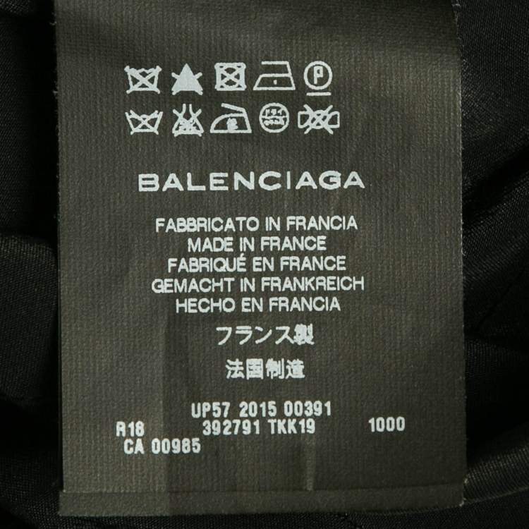 Pre Owned Balenciaga Black Wool Wrap Detail Asymmetric Hem Mini Dress M