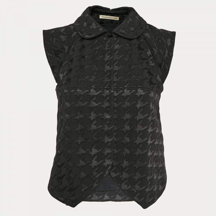 Pre Owned Balenciaga Black Houndstooth Button Front Vest S