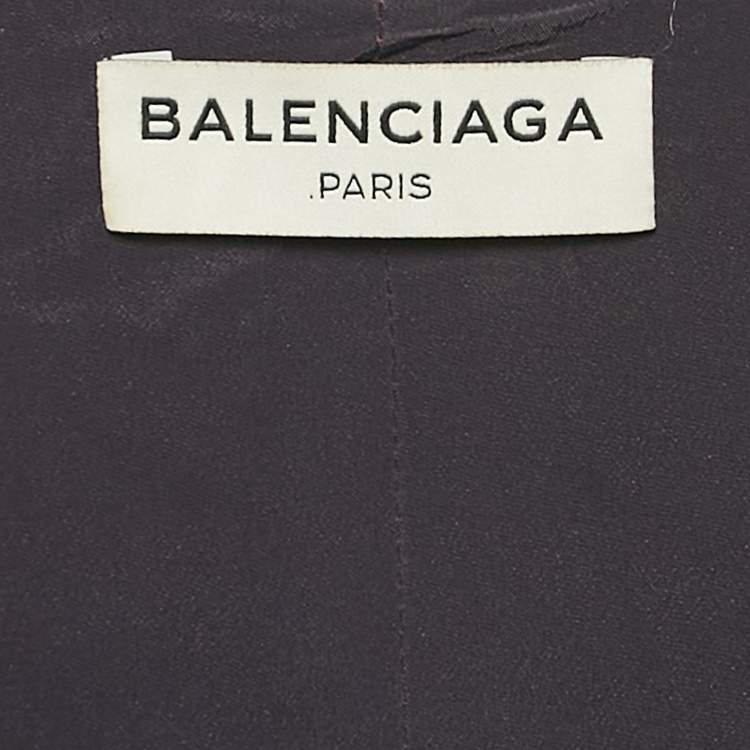 Pre Owned Balenciaga Dark Burgundy Satin Draped Sleeveless Blouse S