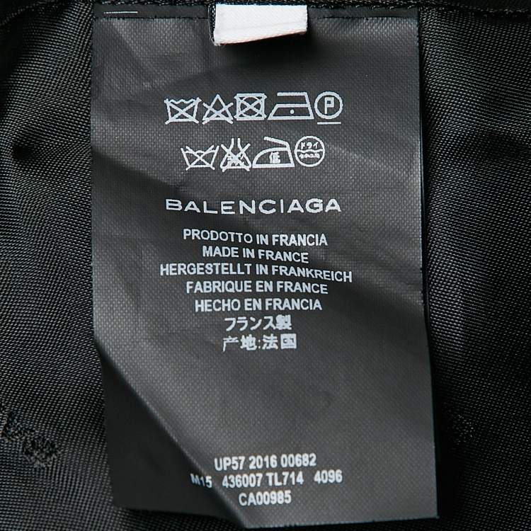 Pre Owned Balenciaga Navy Blue Checkered Wool Mid-Length Coat M