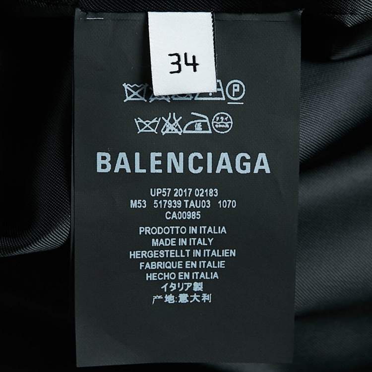 Pre Owned Balenciaga Black/White Houndstooth Wool Oversize Coat S