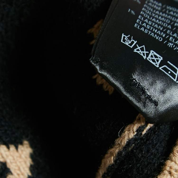 Pre Owned Balenciaga Caramel Brown Allover Logo Wool Oversized Sweater M