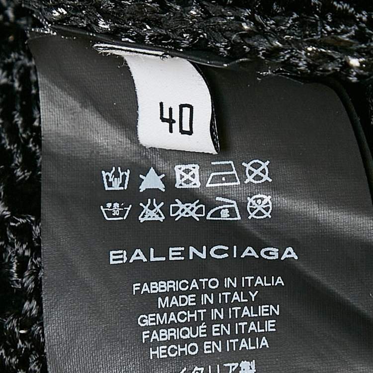 Pre Owned Balenciaga Black Glossy Knit Sleeveless Mini Dress M