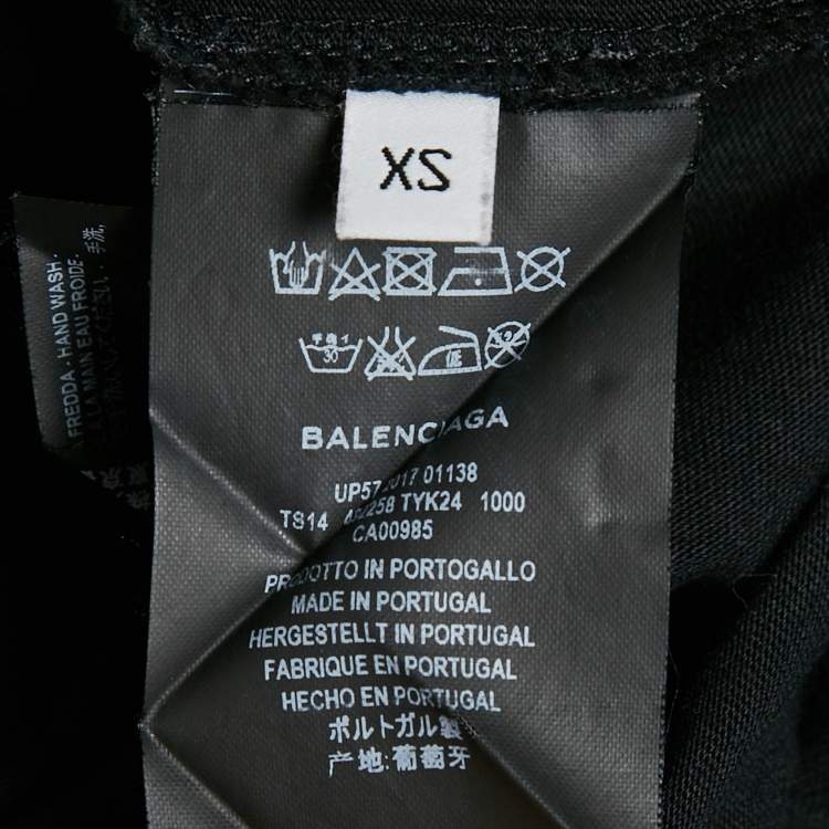 Pre Owned Balenciaga Black Logo Print Cotton Jersey Oversized T-Shirt XS
