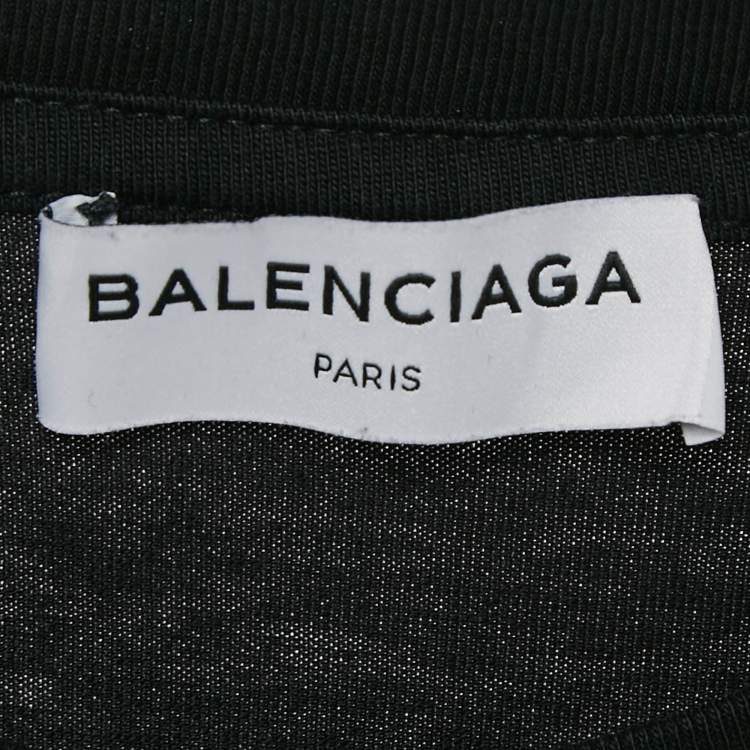 Pre Owned Balenciaga Black Logo Print Cotton Jersey Oversized T-Shirt XS