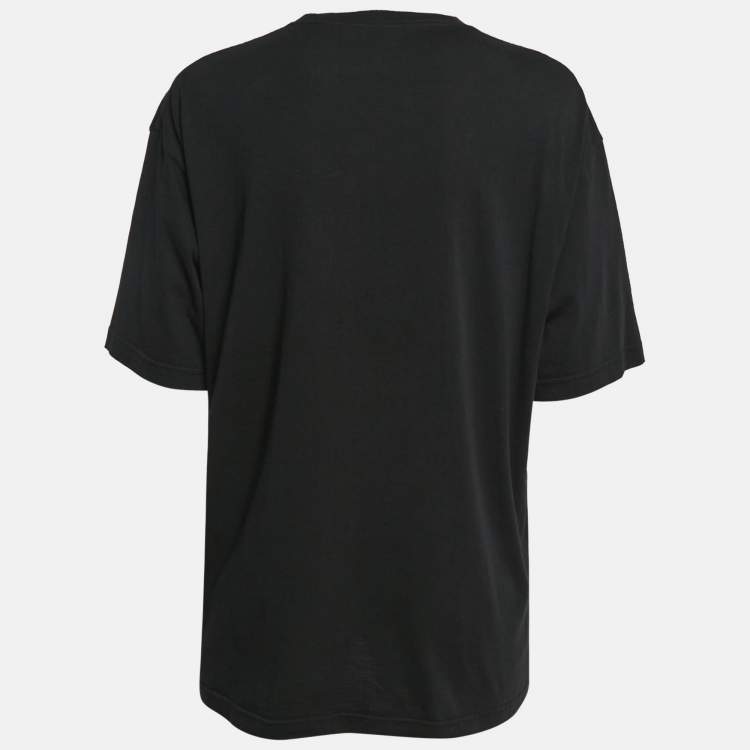Pre Owned Balenciaga Black Logo Print Cotton Jersey Oversized T-Shirt XS