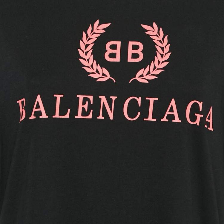 Pre Owned Balenciaga Black Logo Print Cotton Jersey Oversized T-Shirt XS