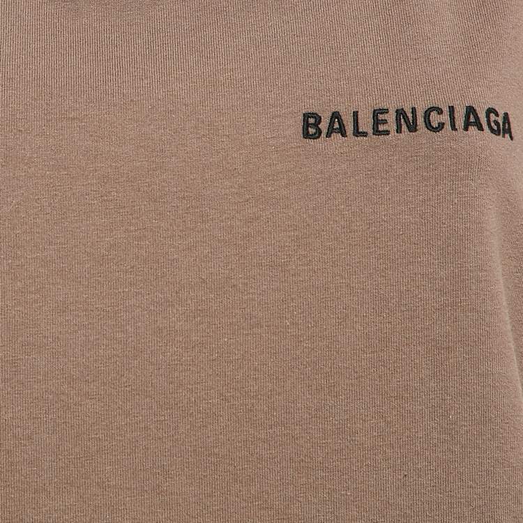 Pre Owned Balenciaga Brown Logo Embroidered Jersey Sleeveless T-Shirt XXS