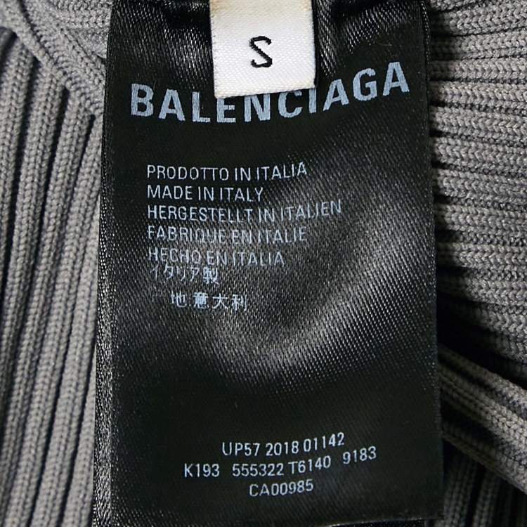 Pre Owned Balenciaga Allover Logo Rib Knit Wrap Midi Dress S