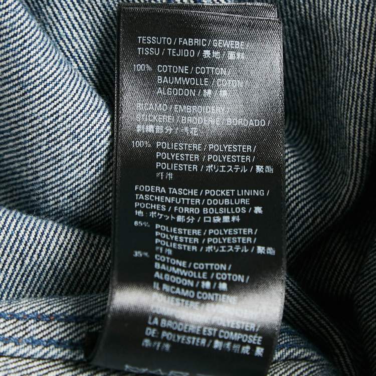 Pre Owned Balenciaga Blue Logo Embroidery Denim Oversized Jacket S