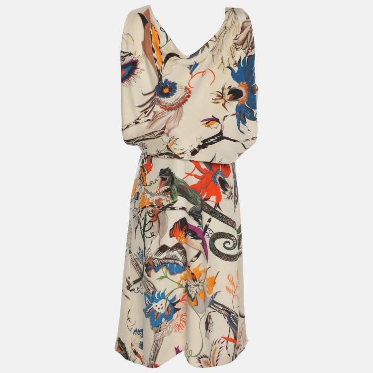 Pre Owned Balenciaga Multicolor Silk Iguana Floral Print Dress M