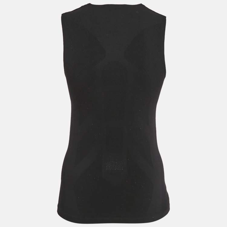 Pre Owned Balenciaga Black Logo Print Jersey Tank Top M