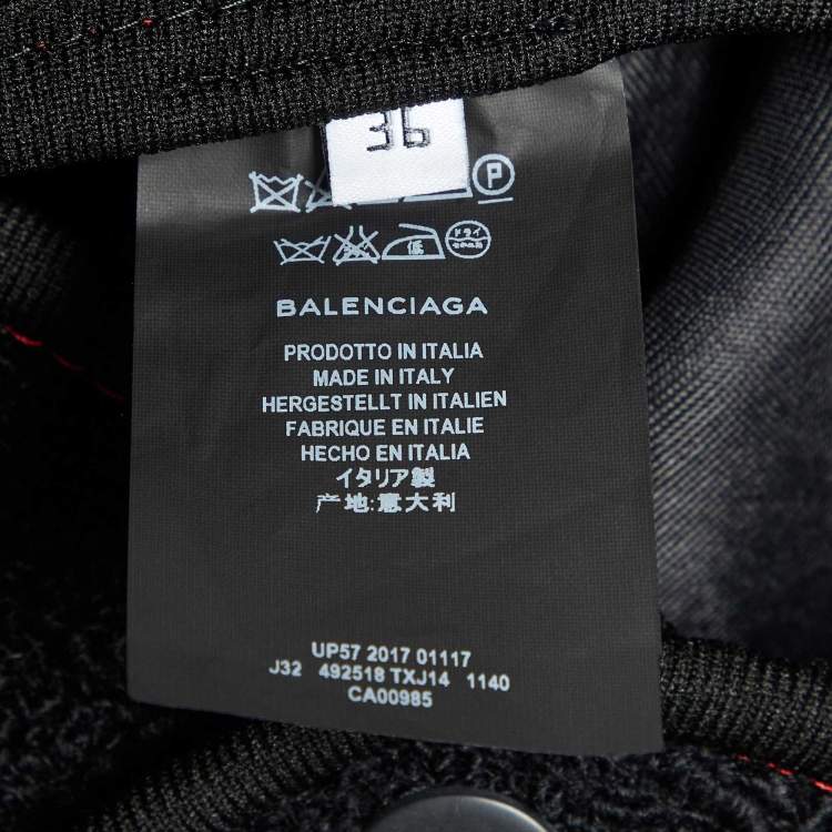 Pre Owned Balenciaga Black Boucle Wool Midi Skirt S
