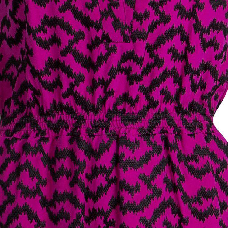 Pre Owned Balenciaga Pink Contrast Embroidered Elasticized Waist Sleeveless Dress M
