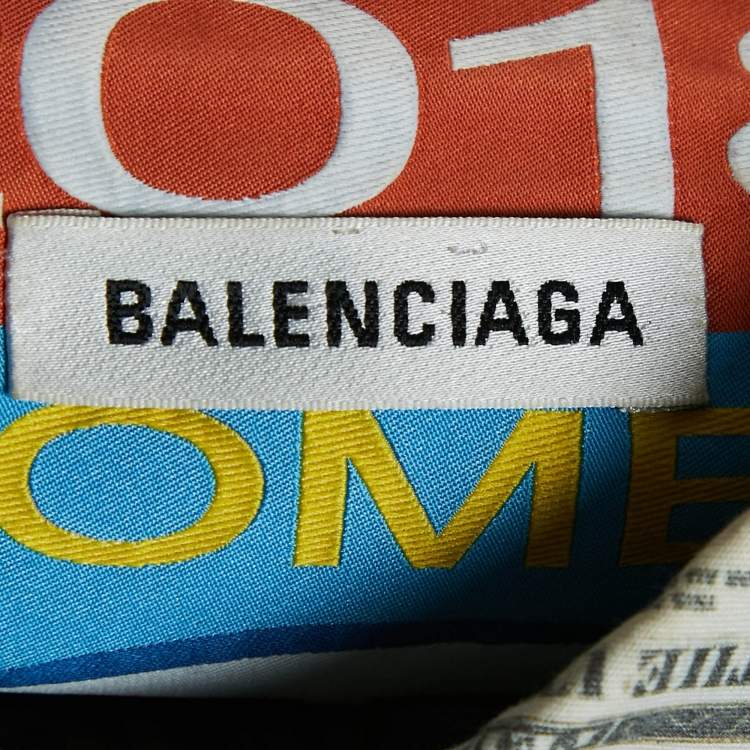 Pre Owned Balenciaga Green USD Print Cotton Blend Oversized Shirt S