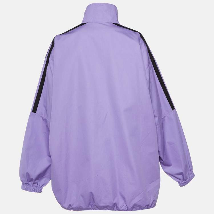 Pre Owned Balenciaga Purple Logo Embroidered Cotton Oversized Jacket S