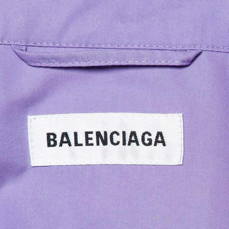 Pre Owned Balenciaga Purple Logo Embroidered Cotton Oversized Jacket S