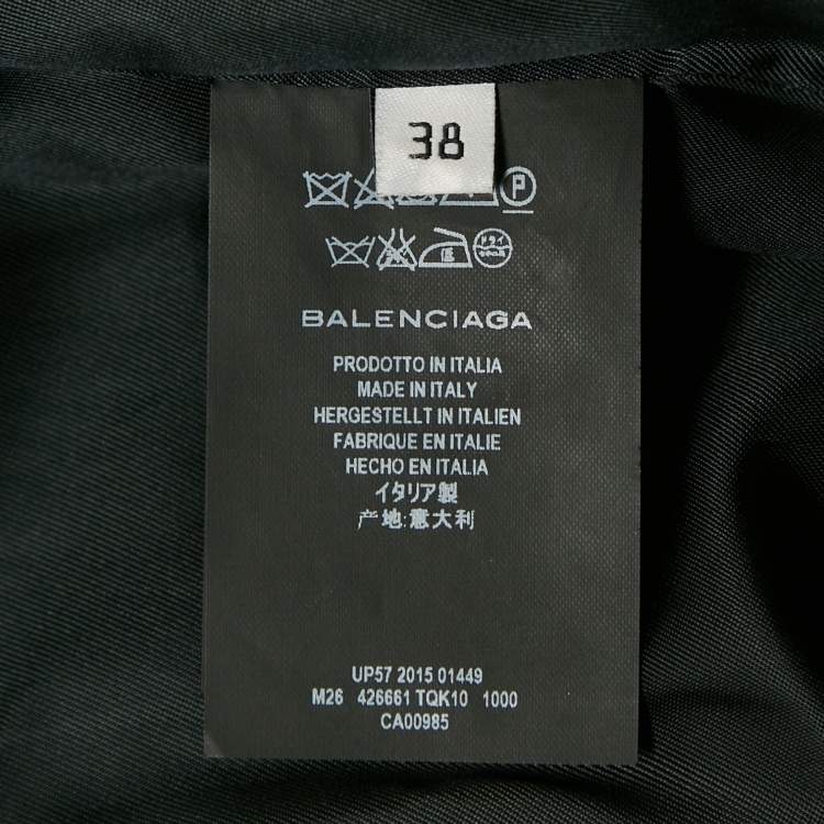 Pre Owned Balenciaga Black Stretch Cotton Single Breasted Coat M