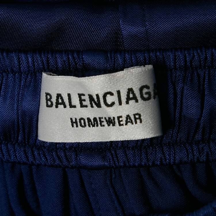 Pre Owned Balenciaga Homewear Blue Satin Pajama Shorts S