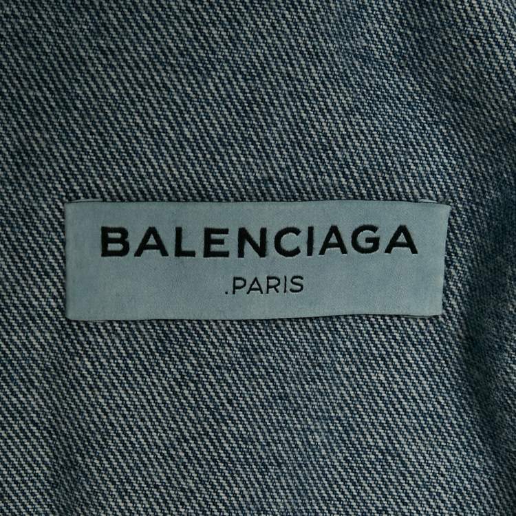 Pre Owned Balenciaga Blue Denim Button Front Jacket M