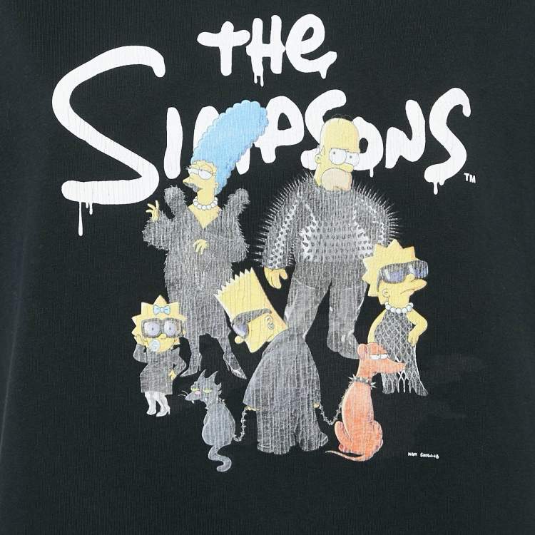 Pre Owned Balenciaga Black The Simpsons Print Cotton Unifit T-Shirt L