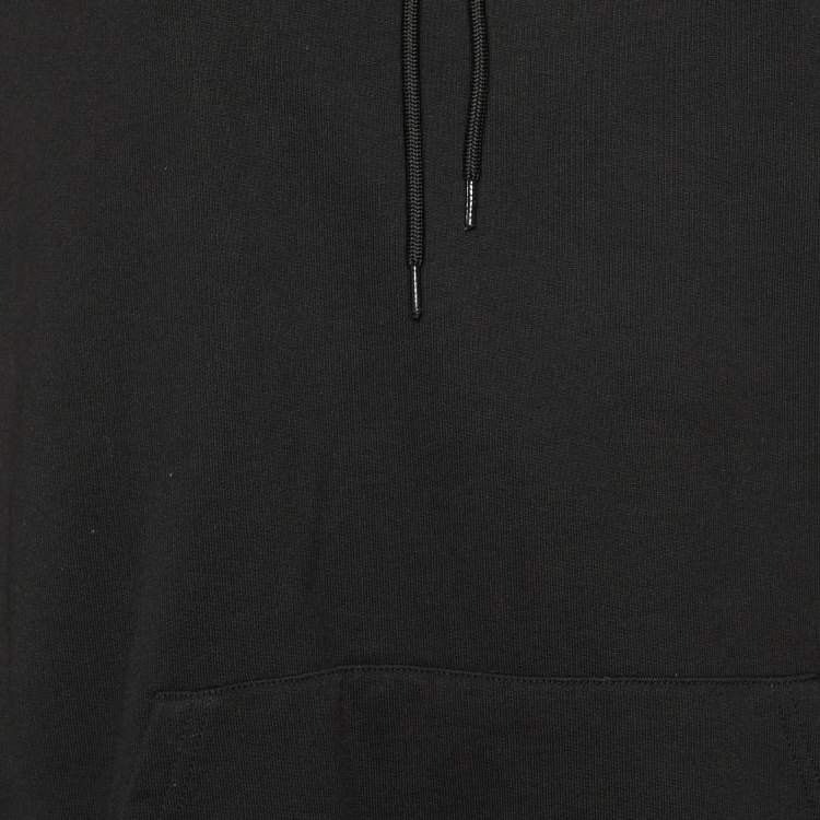 Pre Owned Balenciaga Black Logo Print Cotton Hooded Sweatshirt S