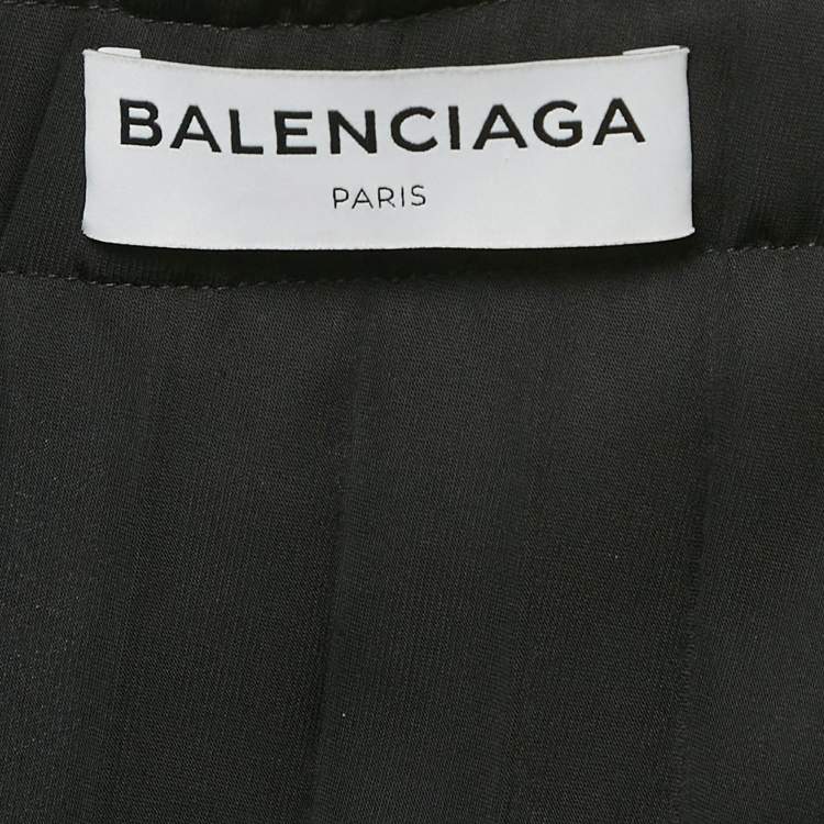 Pre Owned Balenciaga Black Plisse Raw Edge Faux Wrap Midi Skirt S