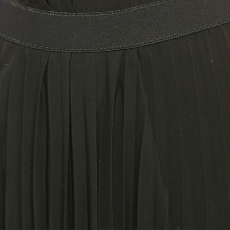 Pre Owned Balenciaga Black Plisse Raw Edge Faux Wrap Midi Skirt S