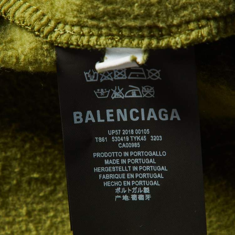 Pre Owned Balenciaga Green Logo Print Cotton Hooded Sweatshirt L