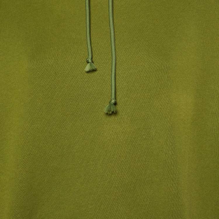 Pre Owned Balenciaga Green Logo Print Cotton Hooded Sweatshirt L