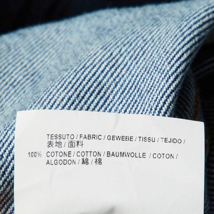 Pre Owned Balenciaga Blue Denim Distressed Collar Detail Oversized Jacket M