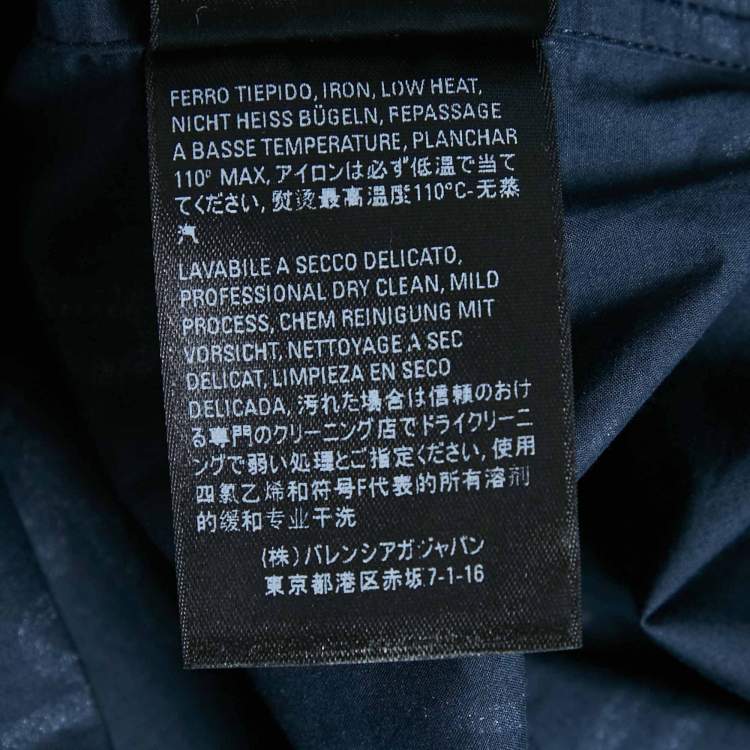 Pre Owned Balenciaga Midnight Blue Logo Print Cotton Unisex Oversized Shirt M