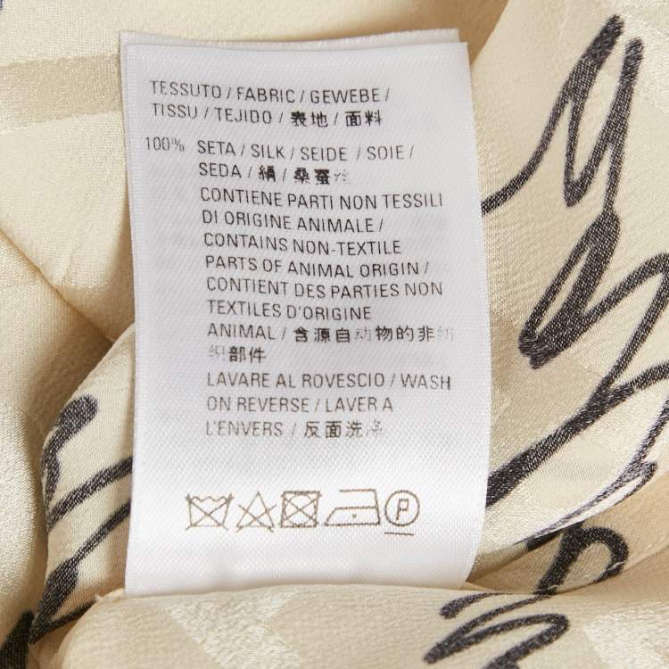 Pre Owned Balenciaga White Logo Print Jacquard Silk Button Front Blouse S