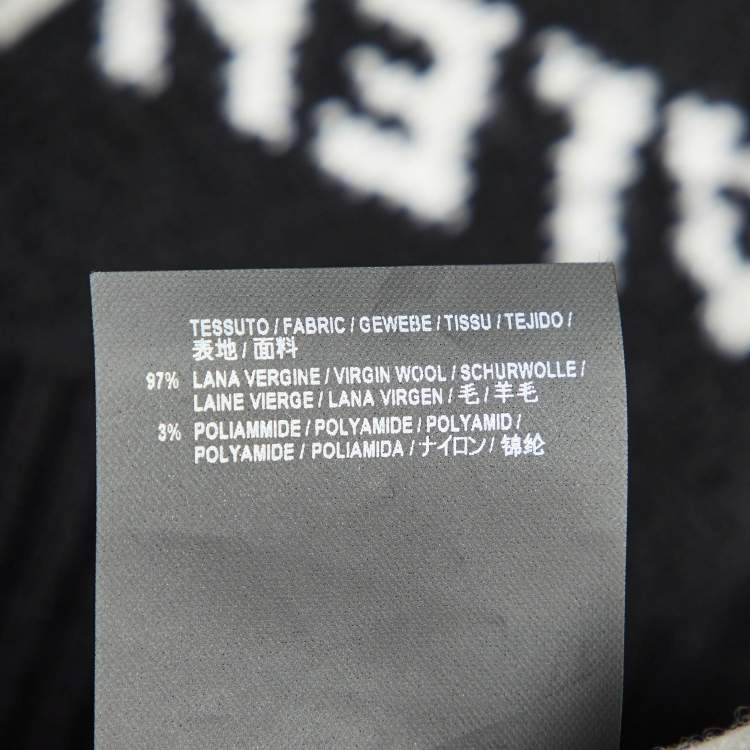 Pre Owned Balenciaga Black All Over Logo Wool Knit Sweater L