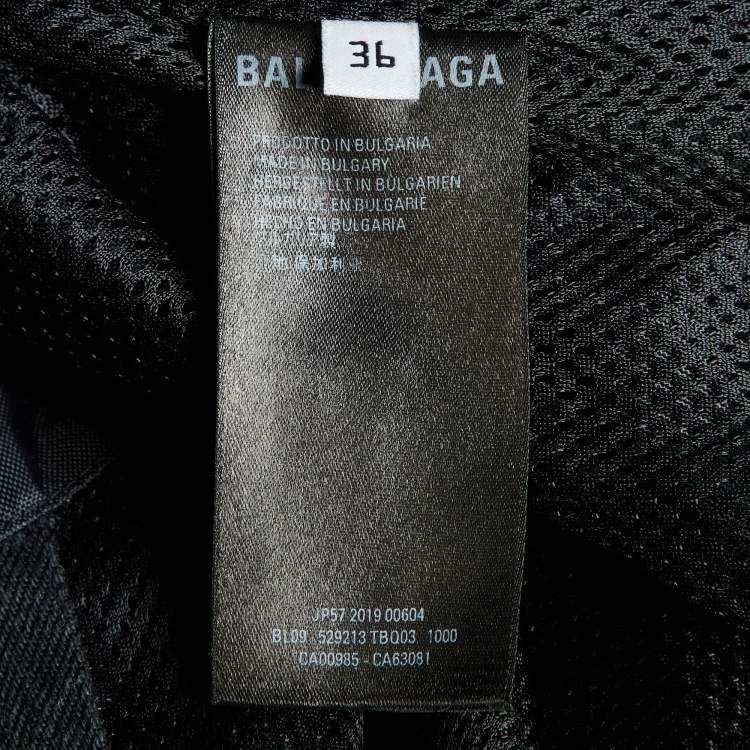 Pre Owned Balenciaga Black Logo Print Nylon & Denim Windbreaker Jacket S