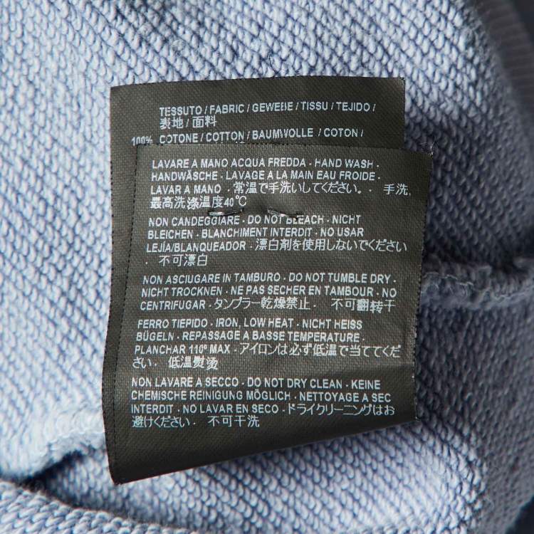 Pre Owned Balenciaga Pale Blue Logo Print Cotton Hooded Sweatshirt L