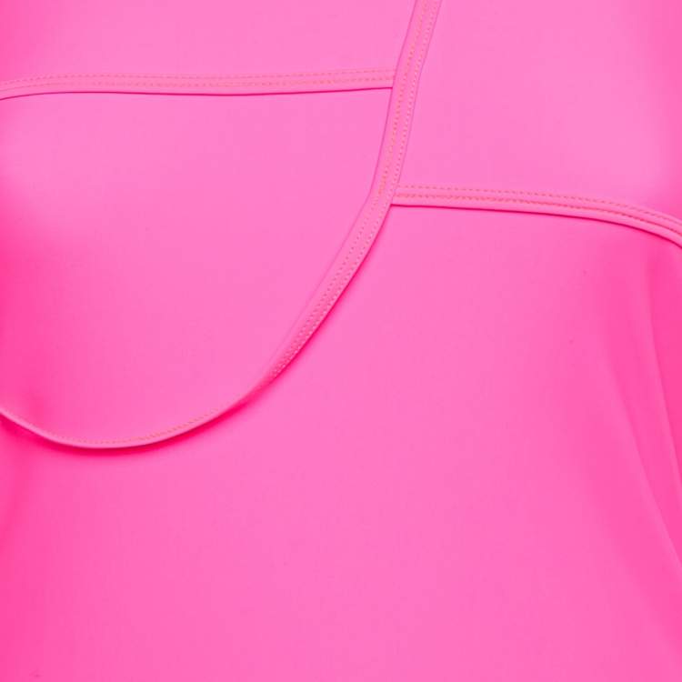 Pre Owned Balenciaga Fuchsia Pink Jersey Asymmetric Mini Dress M