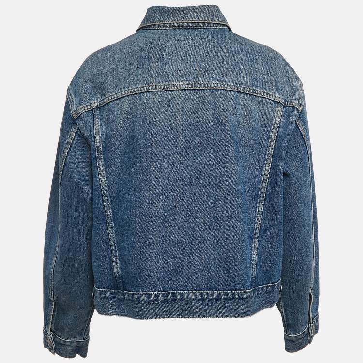 Pre Owned Balenciaga Blue Denim Dart Detail Button Front Jacket S