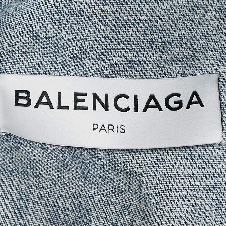 Pre Owned Balenciaga Blue Denim Dart Detail Button Front Jacket S