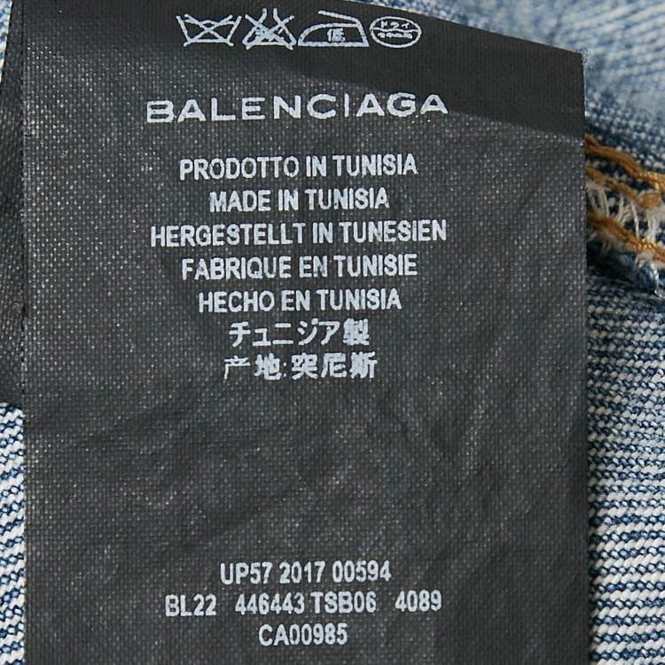 Pre Owned Balenciaga Blue Denim Dart Detail Button Front Jacket S