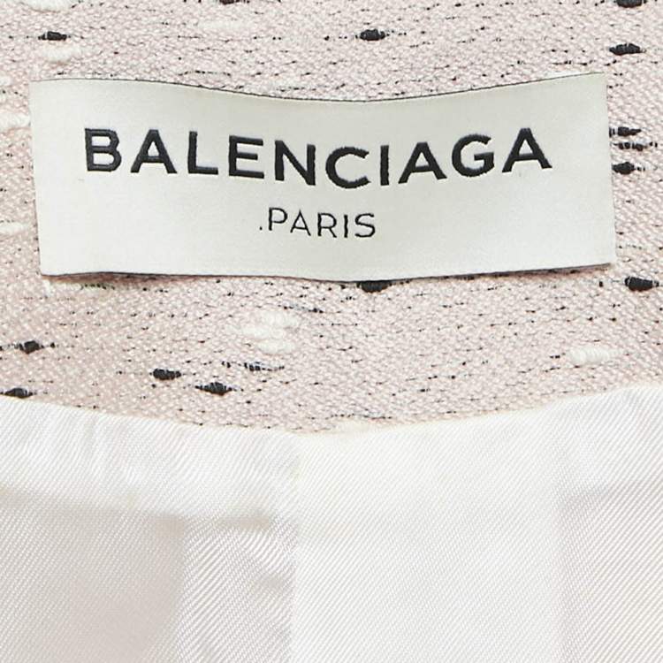 Pre Owned Balenciaga Pink Slubbed Silk Blend Mid-Length Coat M