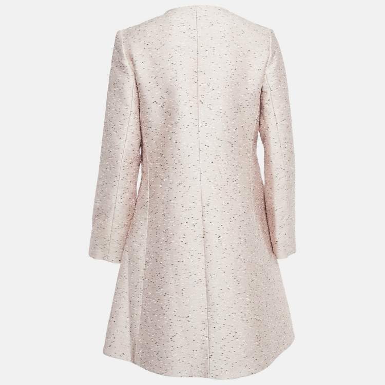 Pre Owned Balenciaga Pink Slubbed Silk Blend Mid-Length Coat M