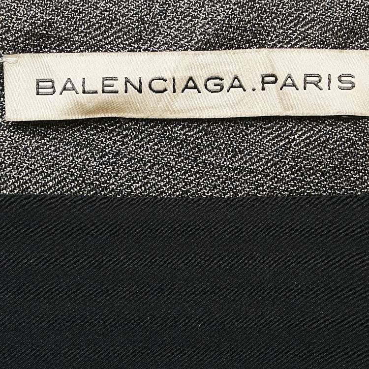 Pre Owned Balenciaga Grey Wool Blend Midi Dress L