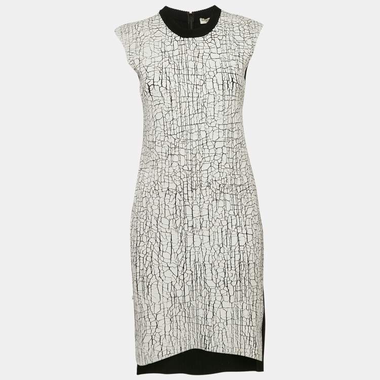 Pre Owned Balenciaga White Paint Coated Wool Knit Sleeveless Short Dress M