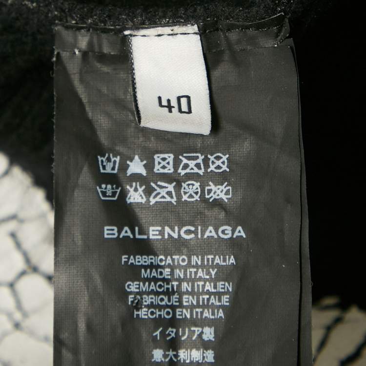 Pre Owned Balenciaga White Paint Coated Wool Knit Sleeveless Short Dress M