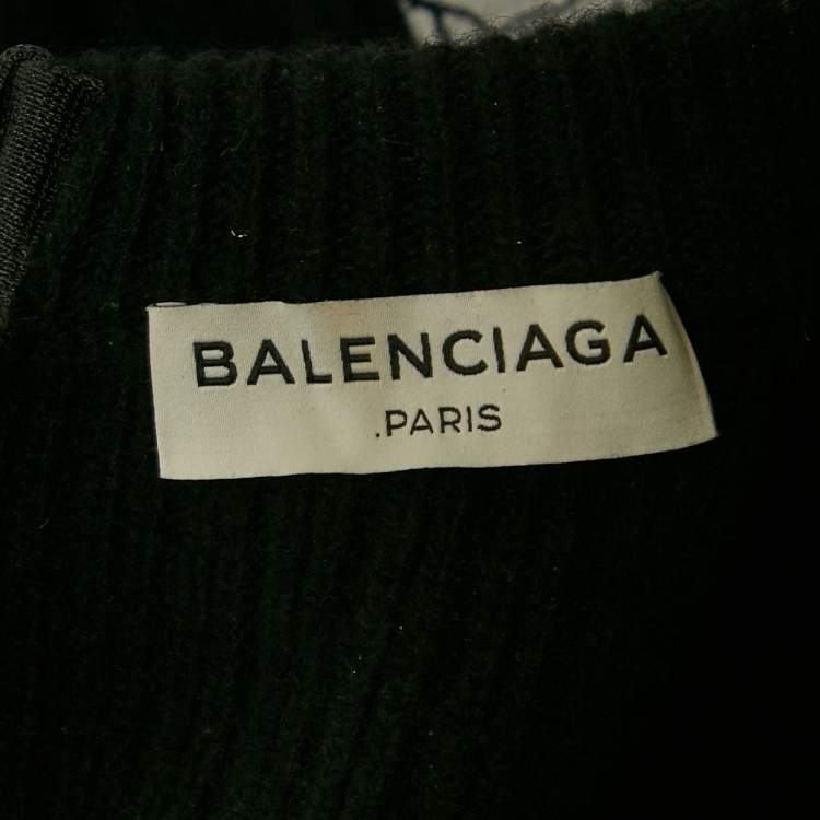 Pre Owned Balenciaga White Paint Coated Wool Knit Sleeveless Short Dress M