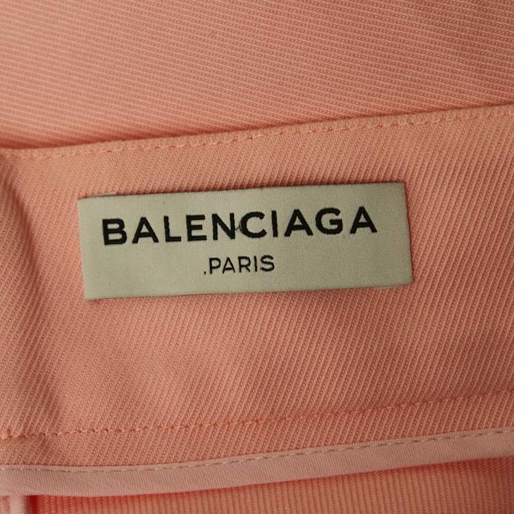 Pre Owned Balenciaga Pink Gabardine Pleated Short Skirt M